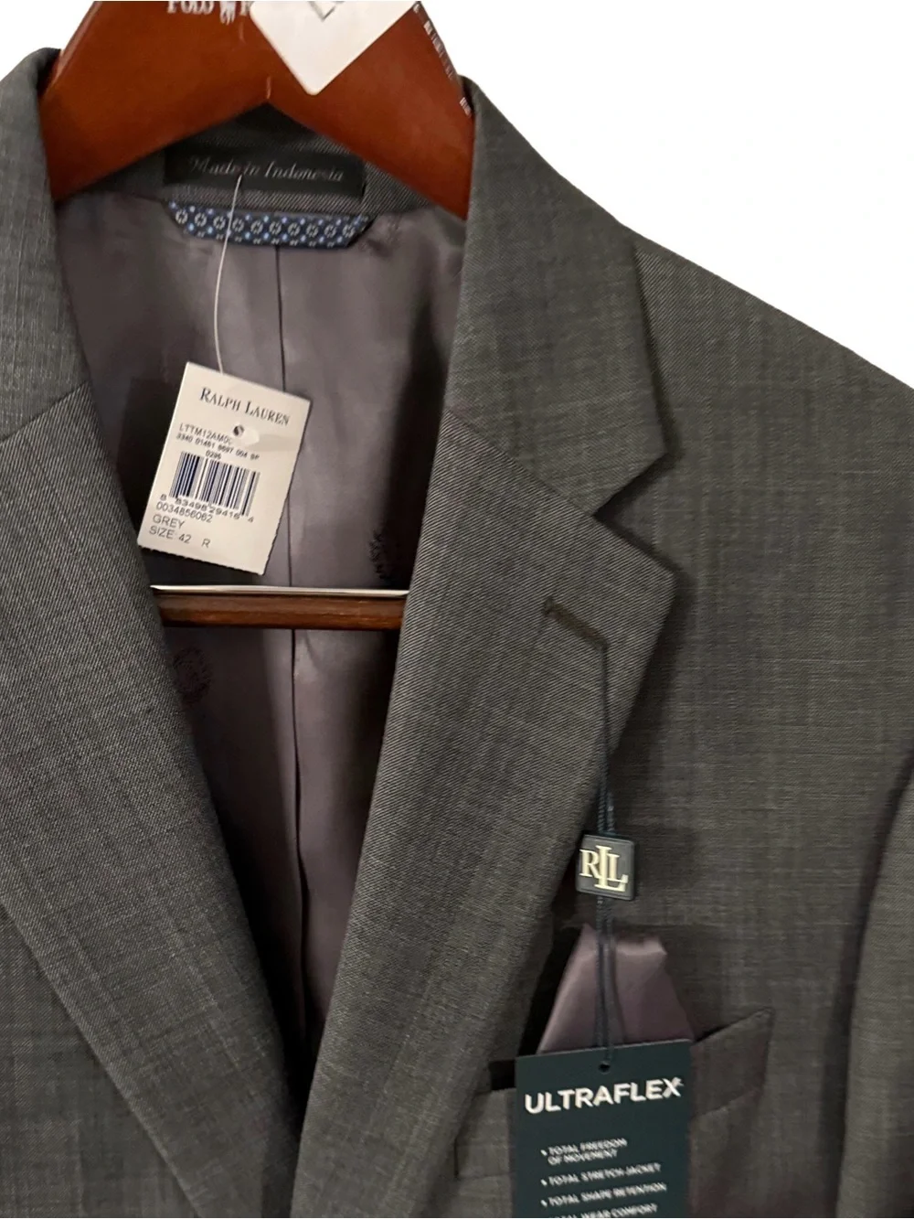 Lauren Ralph Lauren Men’s Lattimore Gray Blazer Ultra Flex Wool Blend 42R NWT